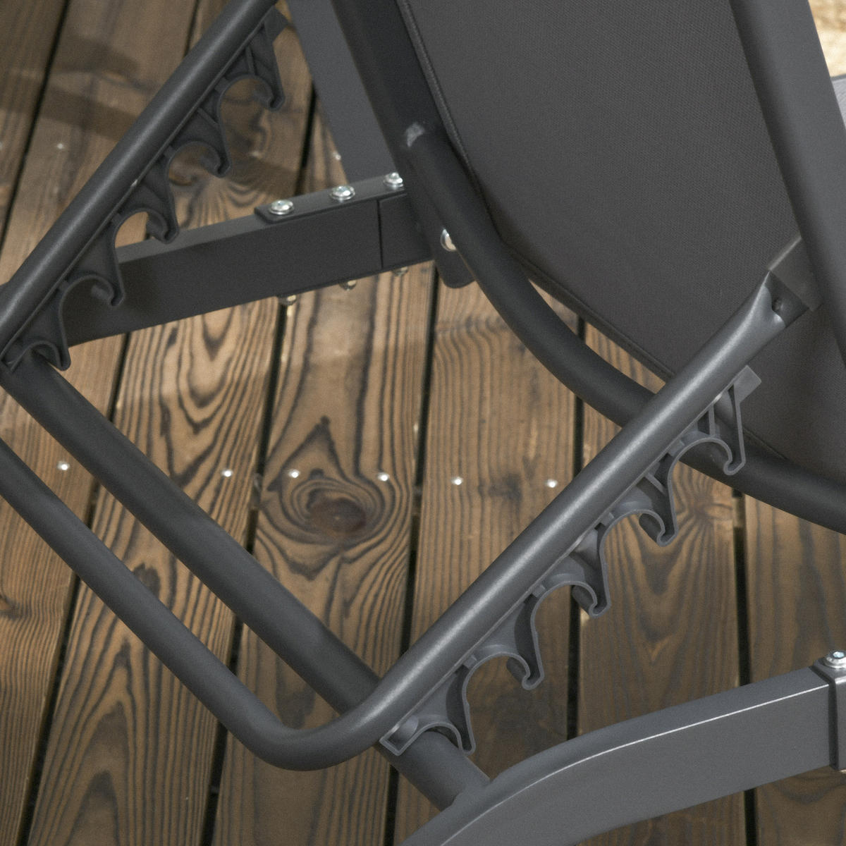 SONNENLIEGE 2er-Set DE-15619 mit Rollen, 5-fach verstellbar Dunkelgrau - Dunkelgrau, Metall (165/102/66cm) - ComfortXL