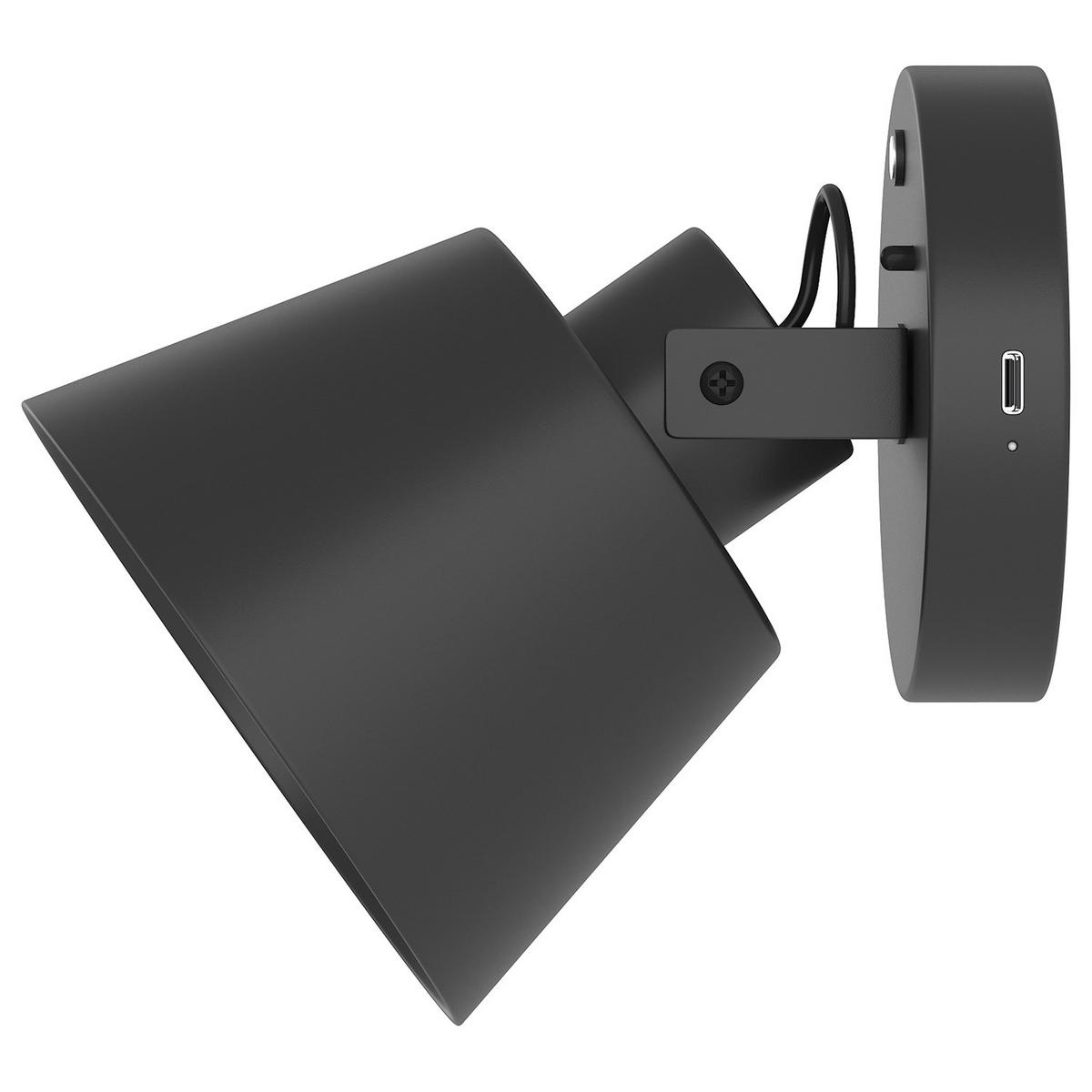 AKKU-WANDLEUCHTE inkl. Fernbedienung - 3-Stufen-Dimmer - Eisen - Schwarz, Metall (12/15/16cm) - home24
