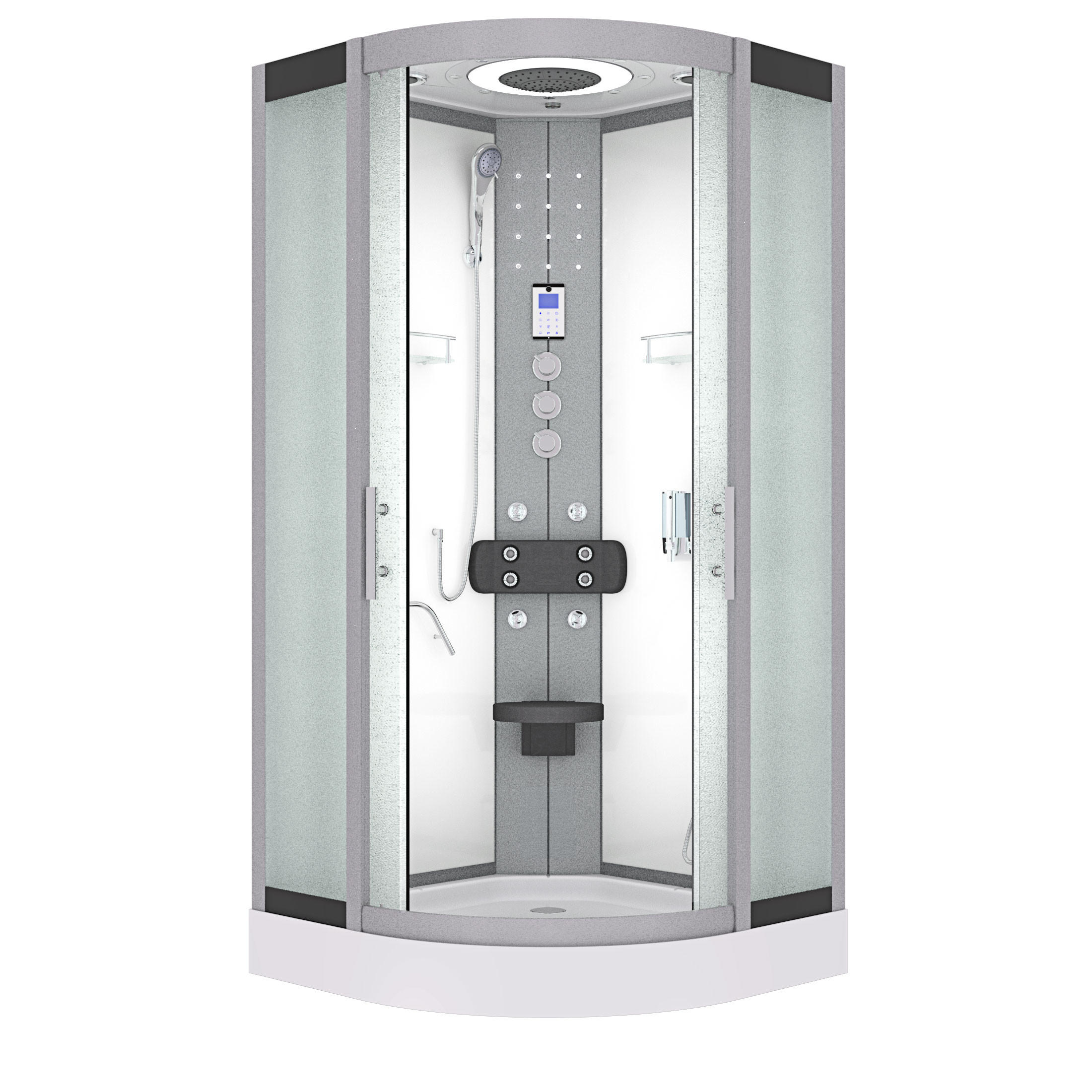 FERTIGDUSCHE Dusche D58-00M1-EC Weiß 80x80 - Weiß, Glas/Kunststoff (80/80/215cm) - AcquaVapore by Sandra Jentho