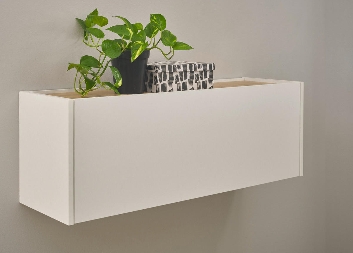 HÄNGEELEMENT weiß matt, Eiche Wotan 100 cm, Hängeschrank für Homeoffice und Büro - Eiche Wotan/Weiß, Holzwerkstoff (100/35/30cm) - Furn.Design