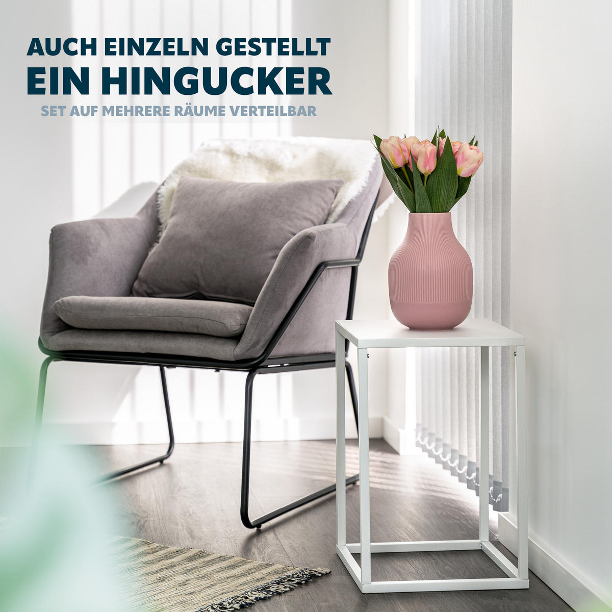 BLUMENHOCKER 4er-Set, weiß, Metall - Weiß, Metall (30/30/45cm) - bremermann