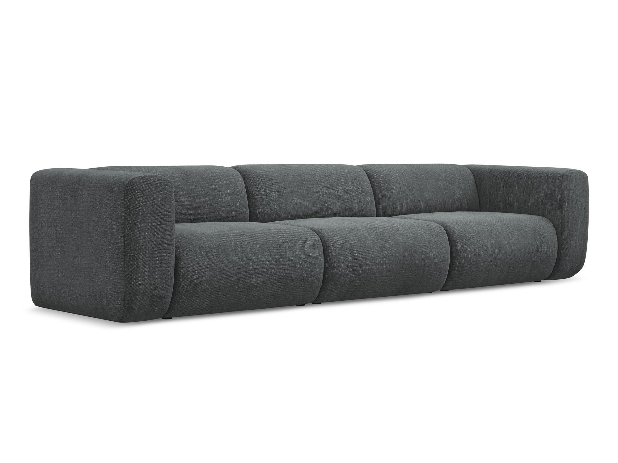 4-SITZER-SOFA Chenille Stoff Grau - Schwarz/Graphitfarben, Kunststoff/Textil (319/70/89cm) - Makamii