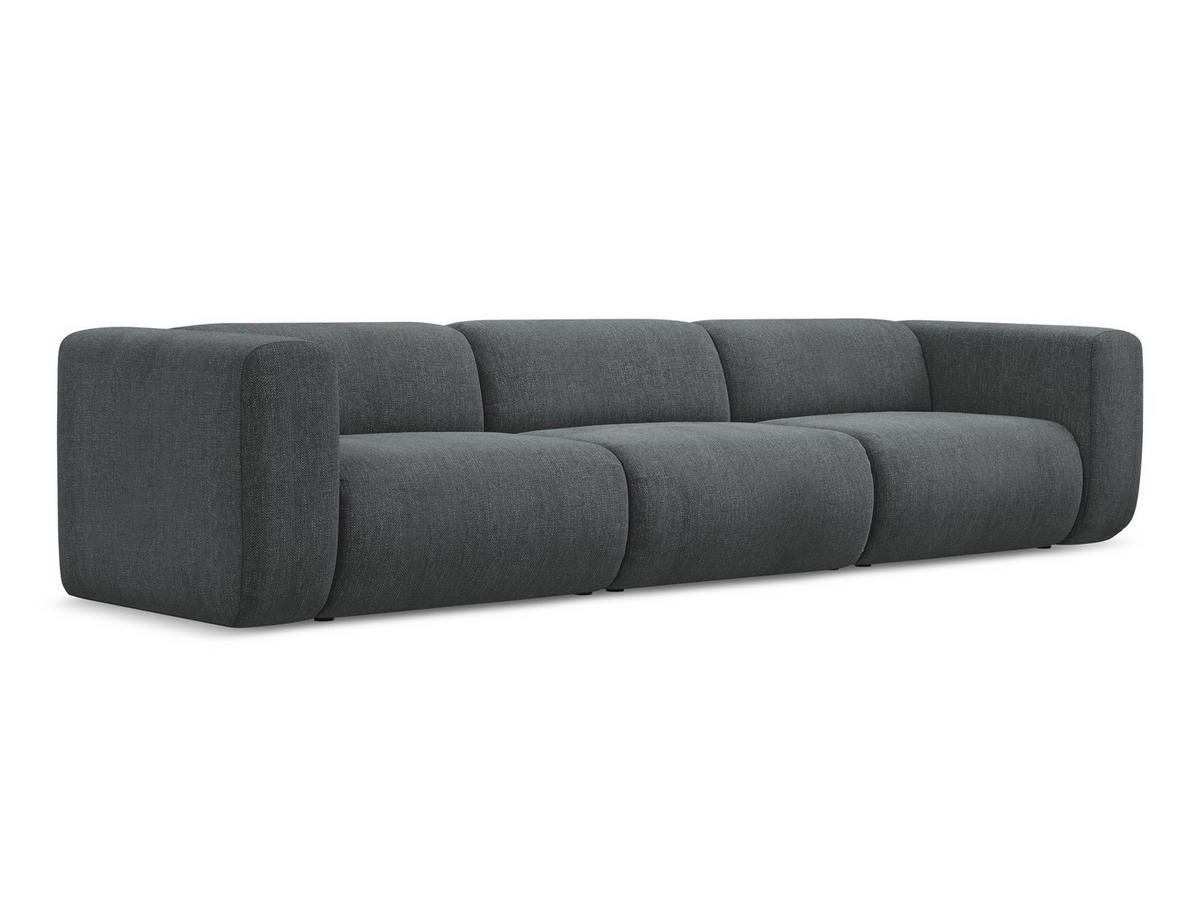 4-SITZER-SOFA Chenille Stoff Grau - Schwarz/Graphitfarben, Kunststoff/Textil (319/70/89cm) - Makamii