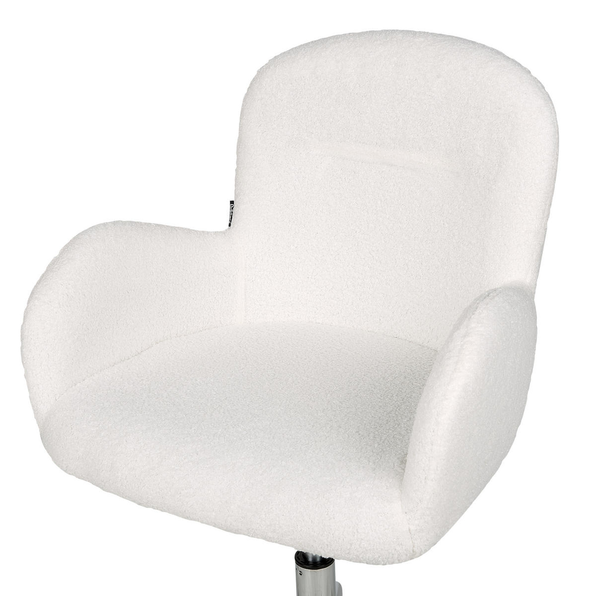 BÜROSTUHL Bouclé Cremeweiß Priddy - Silberfarben/Weiß, Textil (60/79/60cm) - Beliani