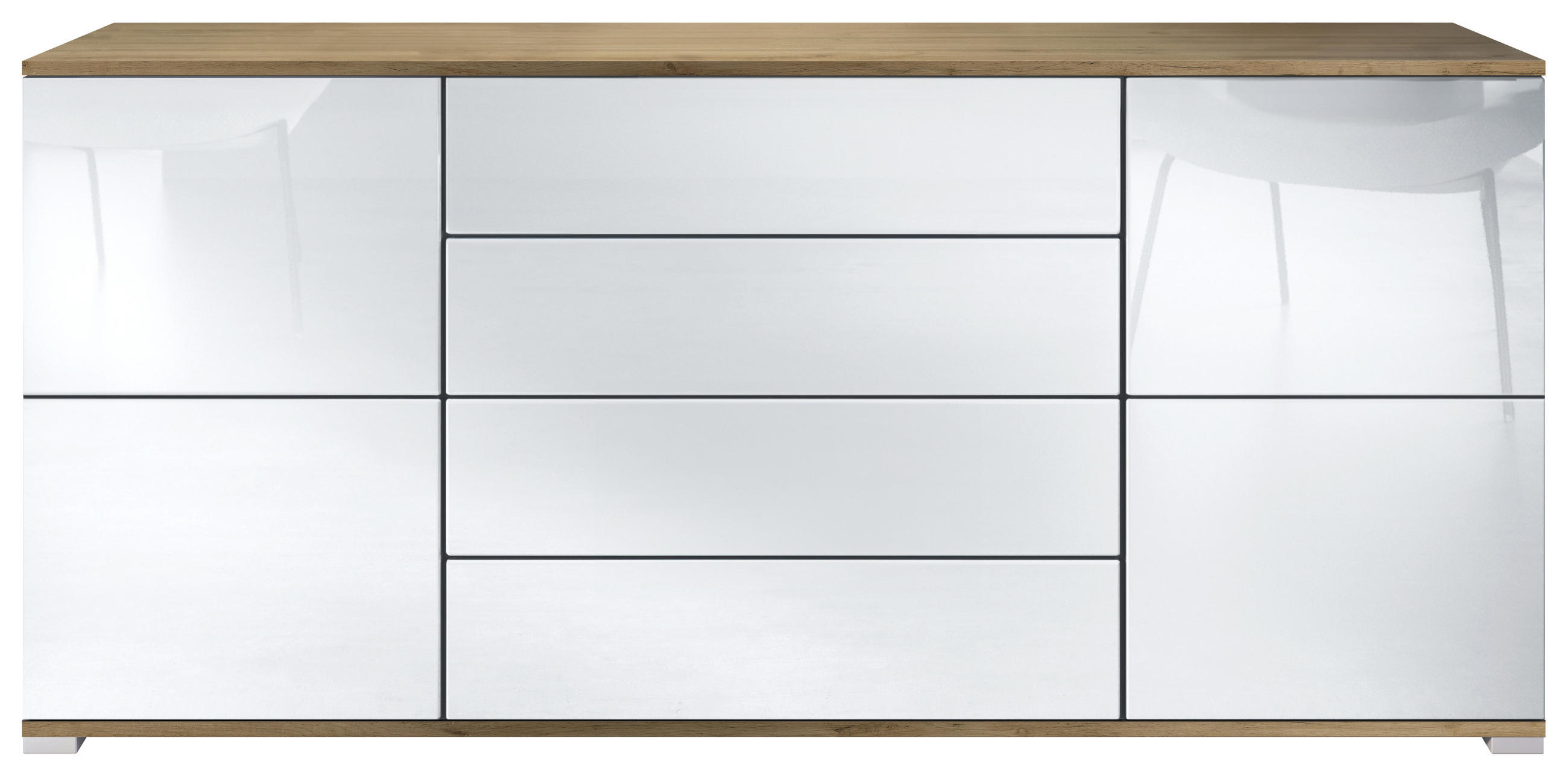 Vladon Sideboard Weiß Hochglanz 166.5x75.5x35 cm