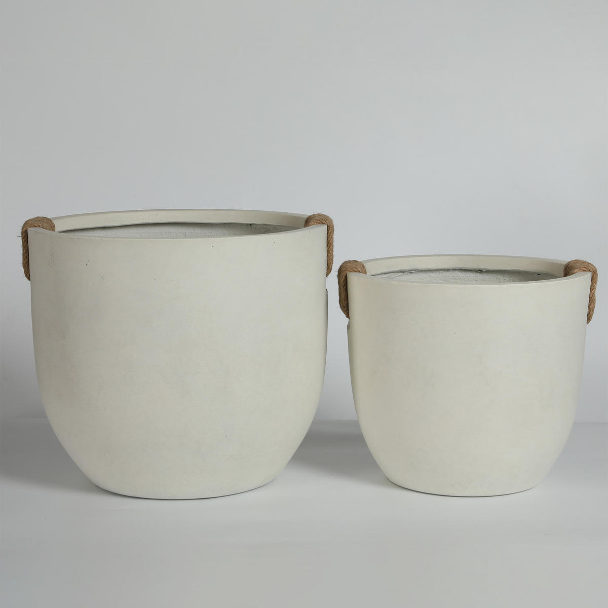 BLUMENTOPF Ø 46/37 cm Nicht-gerade weiss mit Abflusslöcher (2 Stück) - Creme, Naturmaterialen (37.3/33cm) - Oxeza