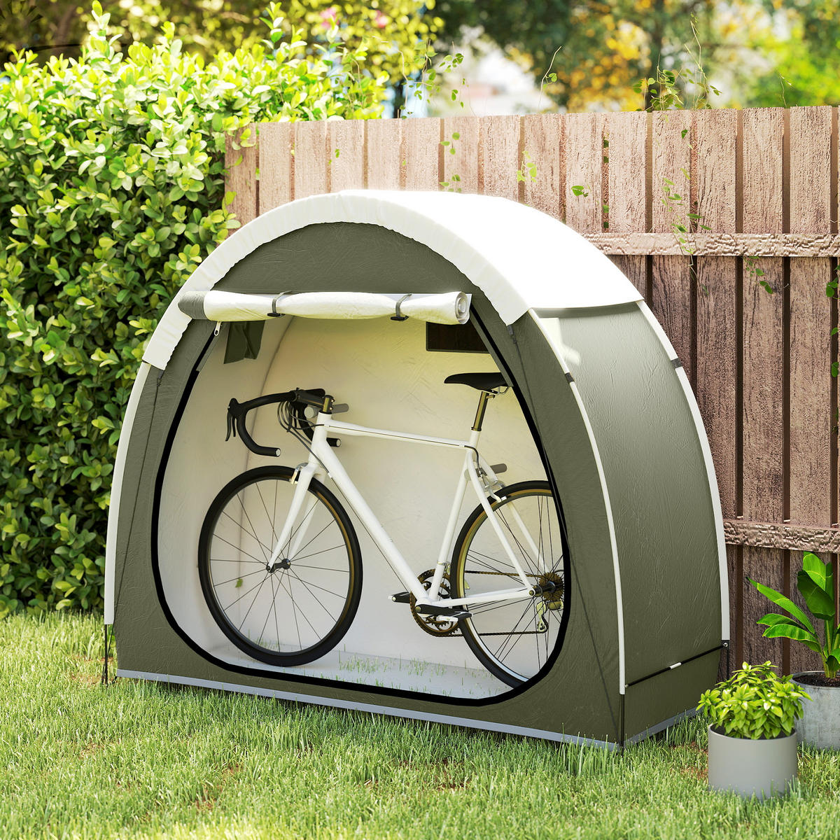 FAHRRADZELT für 2 Fahrräder Fahhrradgarage mit Belüftung UPF50+ Wasserdicht 210D Oxford 200 x 80 x 170 cm - Grün, Textil (200/170/80cm)