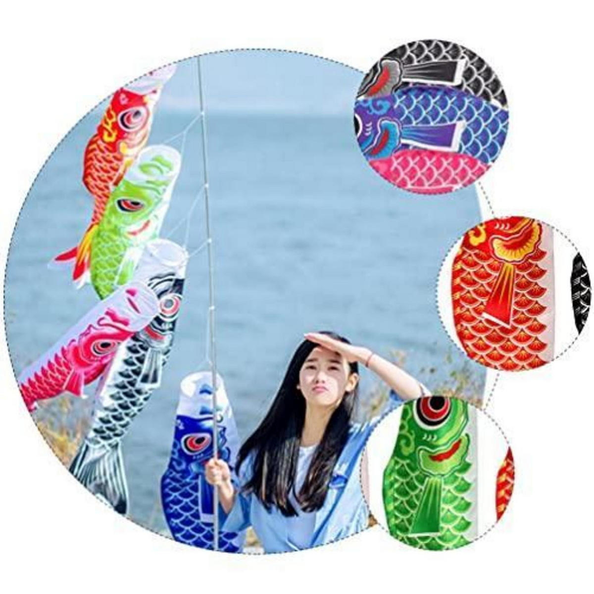 WINDSACK Fisch 5-teiliges Set 70 cm - Multicolor, Textil (70/17/1cm)