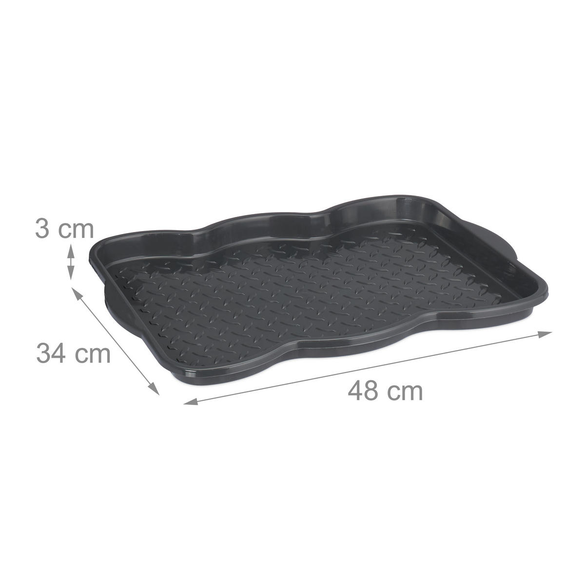 3XSCHUHABTROPFSCHALE - Grau, Kunststoff (48/3/34cm) - Relaxdays