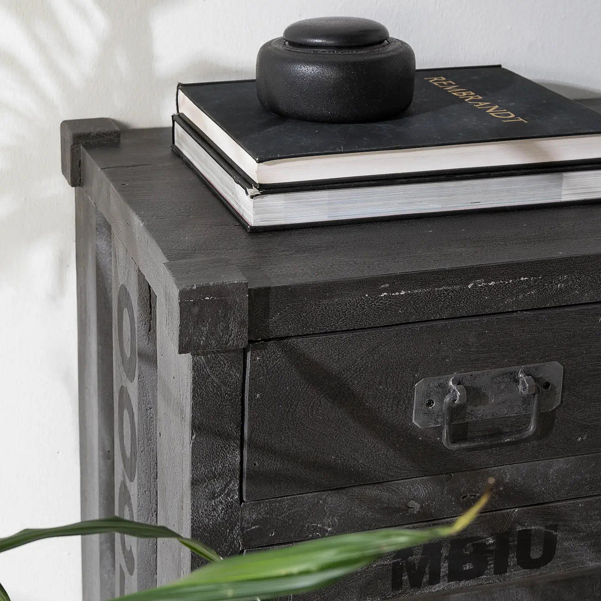 MASSIVE KOMMODE - Akazie Grau - Schwarz/Grau, Akazienholz/Holz (104/108/45cm) - home24