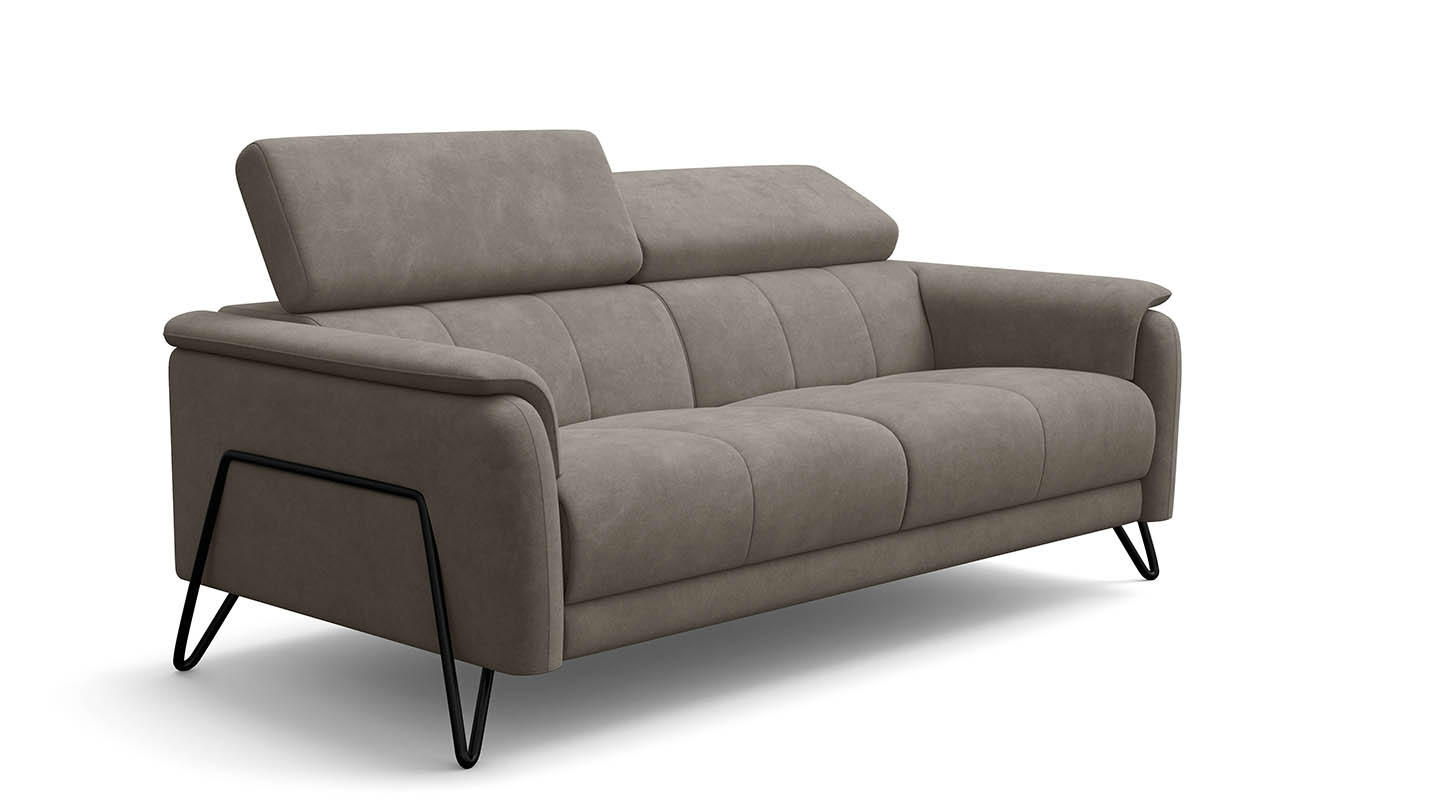 SOFA RODEN 3-Sitzer, beige, Veloursstoff - Beige, Holz/Textil (194/82/103cm) - Wozimo