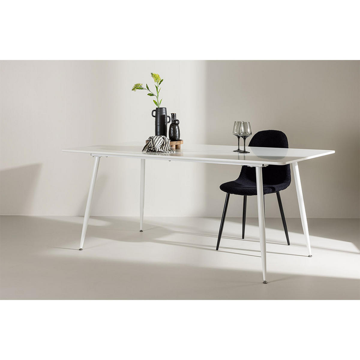 ESSTISCH, Silar, Weiß, MDF, 90 x 180 x 75 cm - Weiß, Holzwerkstoff/Metall (180/90/75cm) - ebuy24