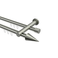 INNENLAUF-GARDINENSTANGEN-SET Platon Savio 120 cm, 2-läufig, 20 mm Ø Edelstahl-Optik - Edelstahlfarben, Metall (120cm) - INTERDECO