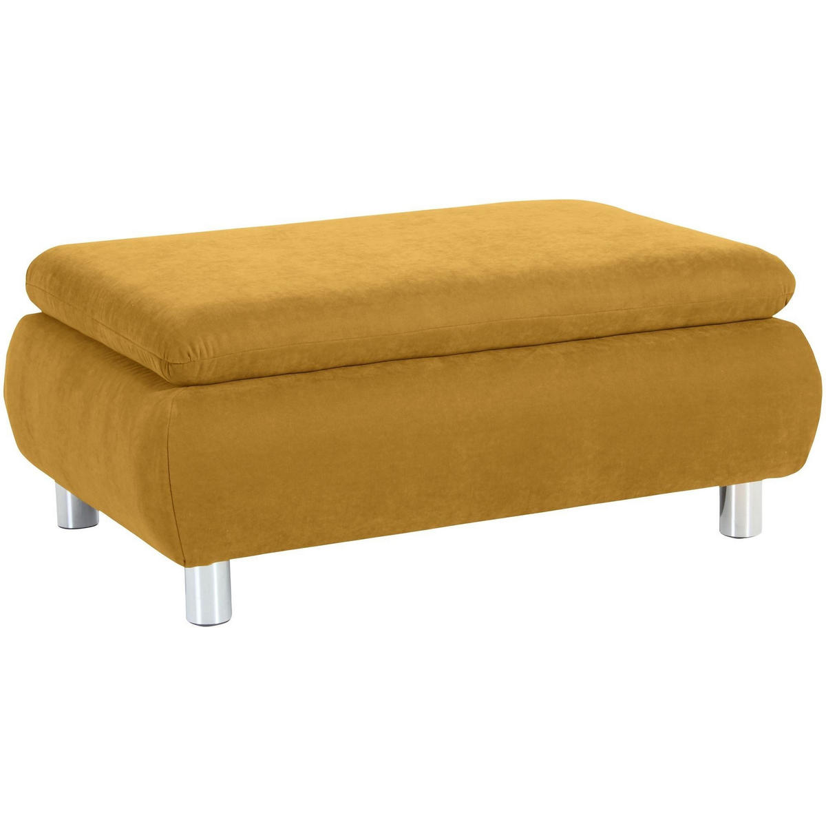 HOCKER Kaye Bezug Veloursstoff Metallfuß verchromt / mais - Gelb, Kunststoff (90/43/60cm) - 58aufmkessel