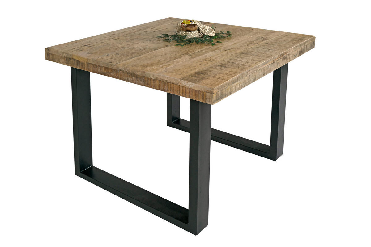 ESSTISCH RIO - Beige/Schwarz, Holz/Metall (80/80/77cm) - SAM