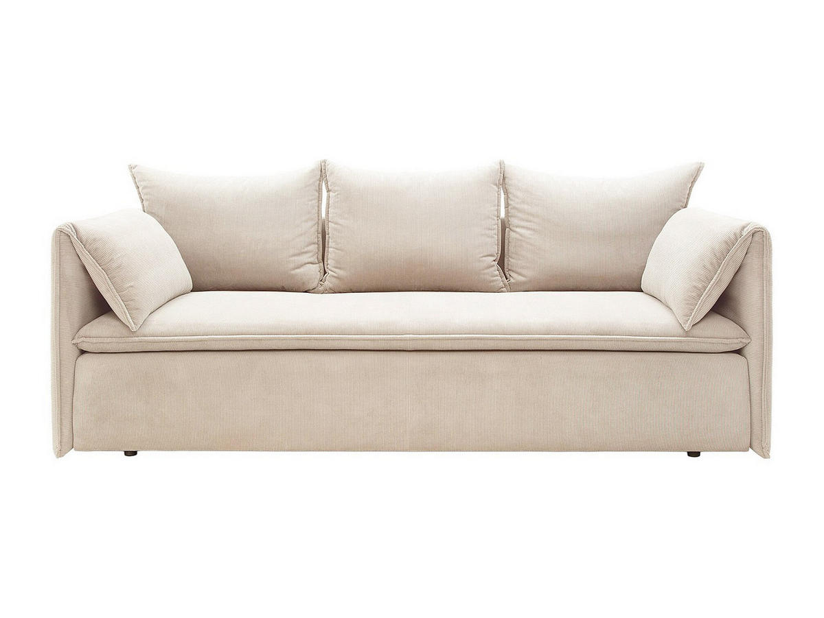 SOFA 3-Sitzer mit Schlaffunktion - Feincord - Beige - TEODORA - Beige, Textil (218/89/105cm) - Vente-Unique