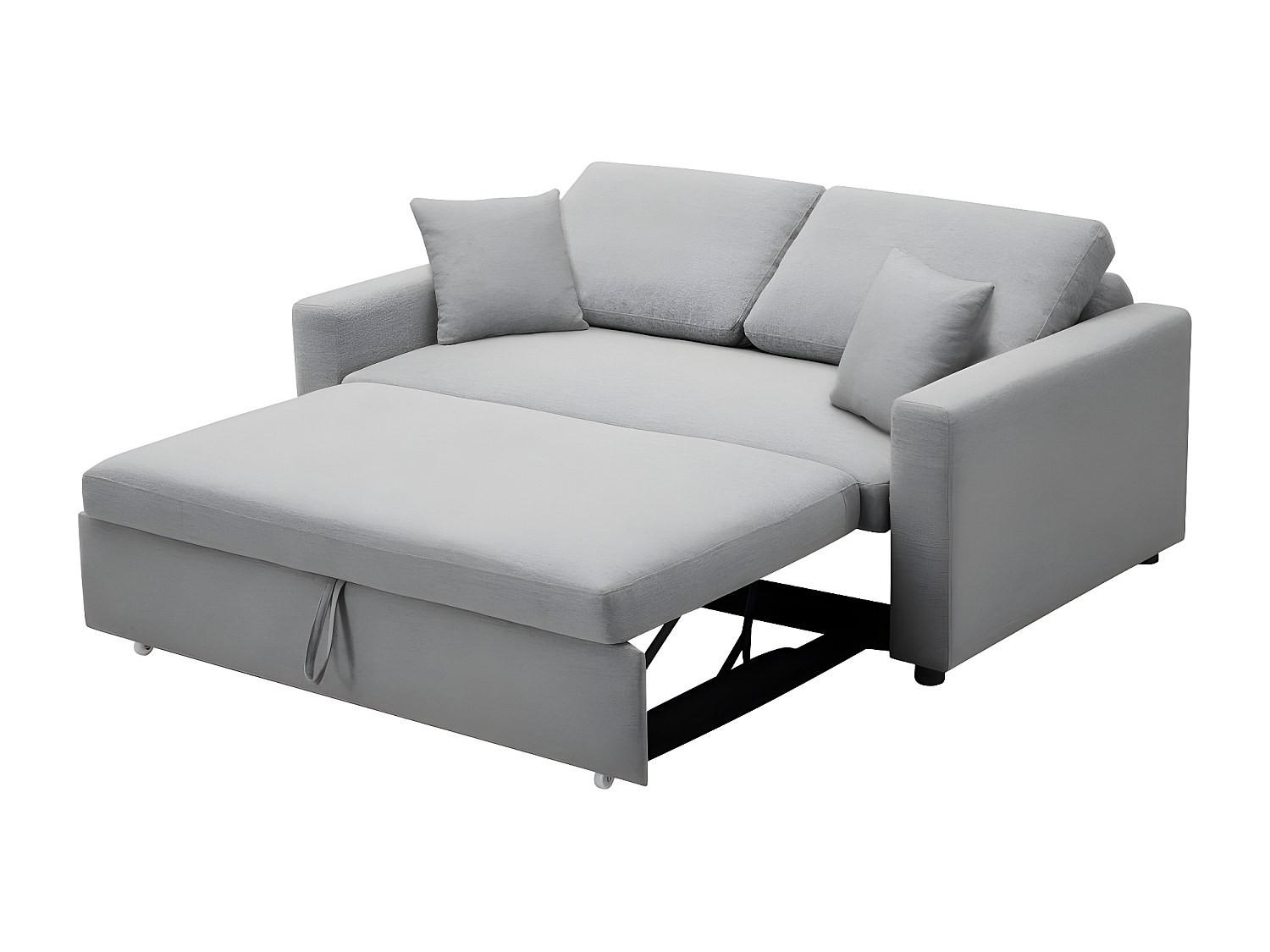 SCHLAFSOFA 3-Sitzer - Stoff - Hellgrau - INIZOR - Hellgrau, Textil (168/85/101cm) - Vente-Unique