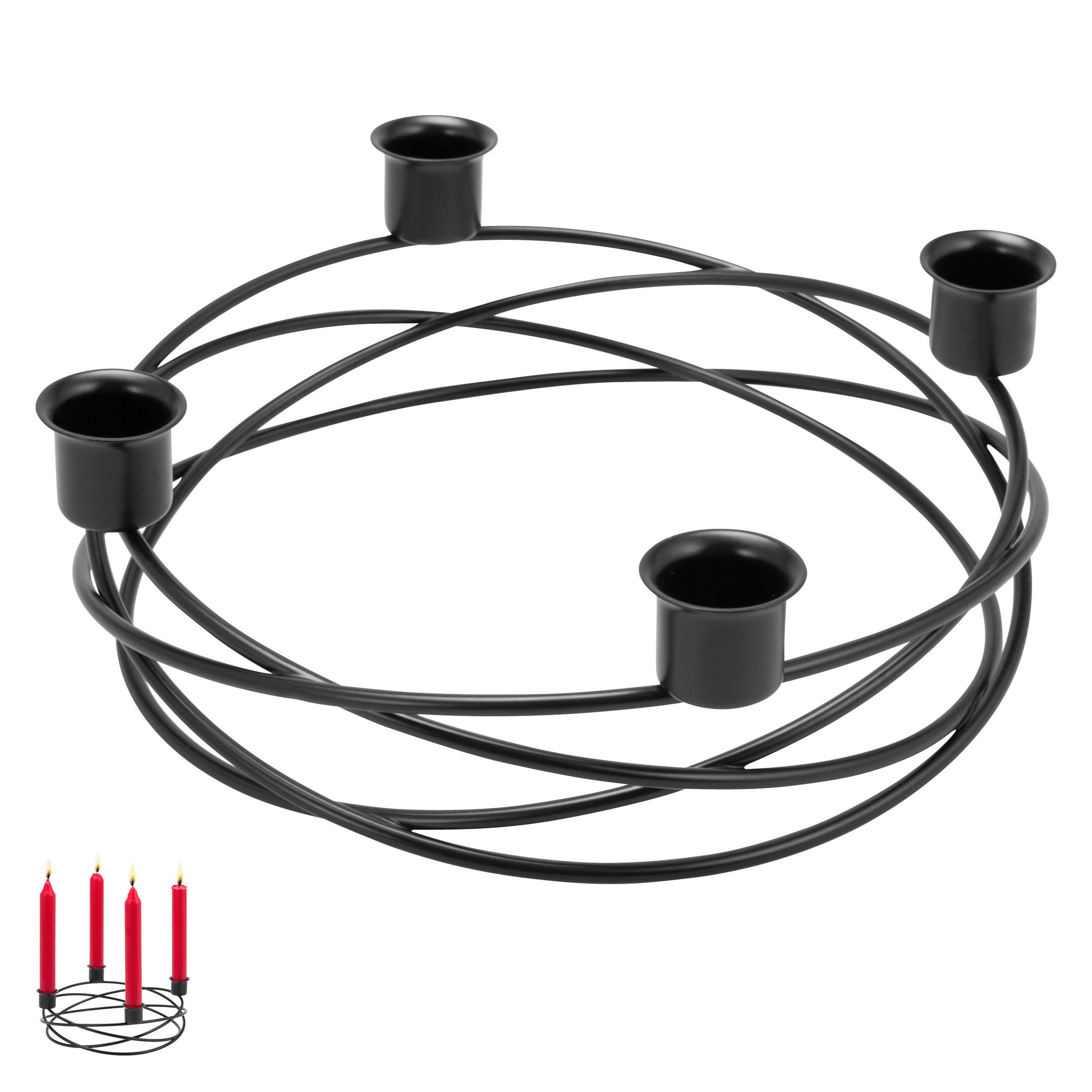 KERZENHALTER, schwarz, Metall - Schwarz, Metall (22/6.7/22cm) - bremermann