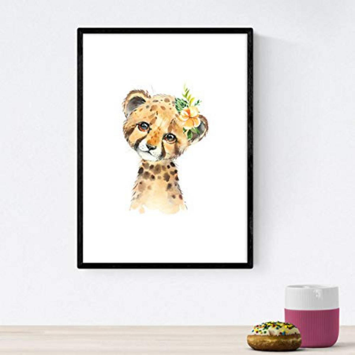 POSTER Set mit 4 Tiger Hypopotamus Elefant und Zebra A3 Rahmenlos - Klar, Papier (29.7/3cm) - Nacnic