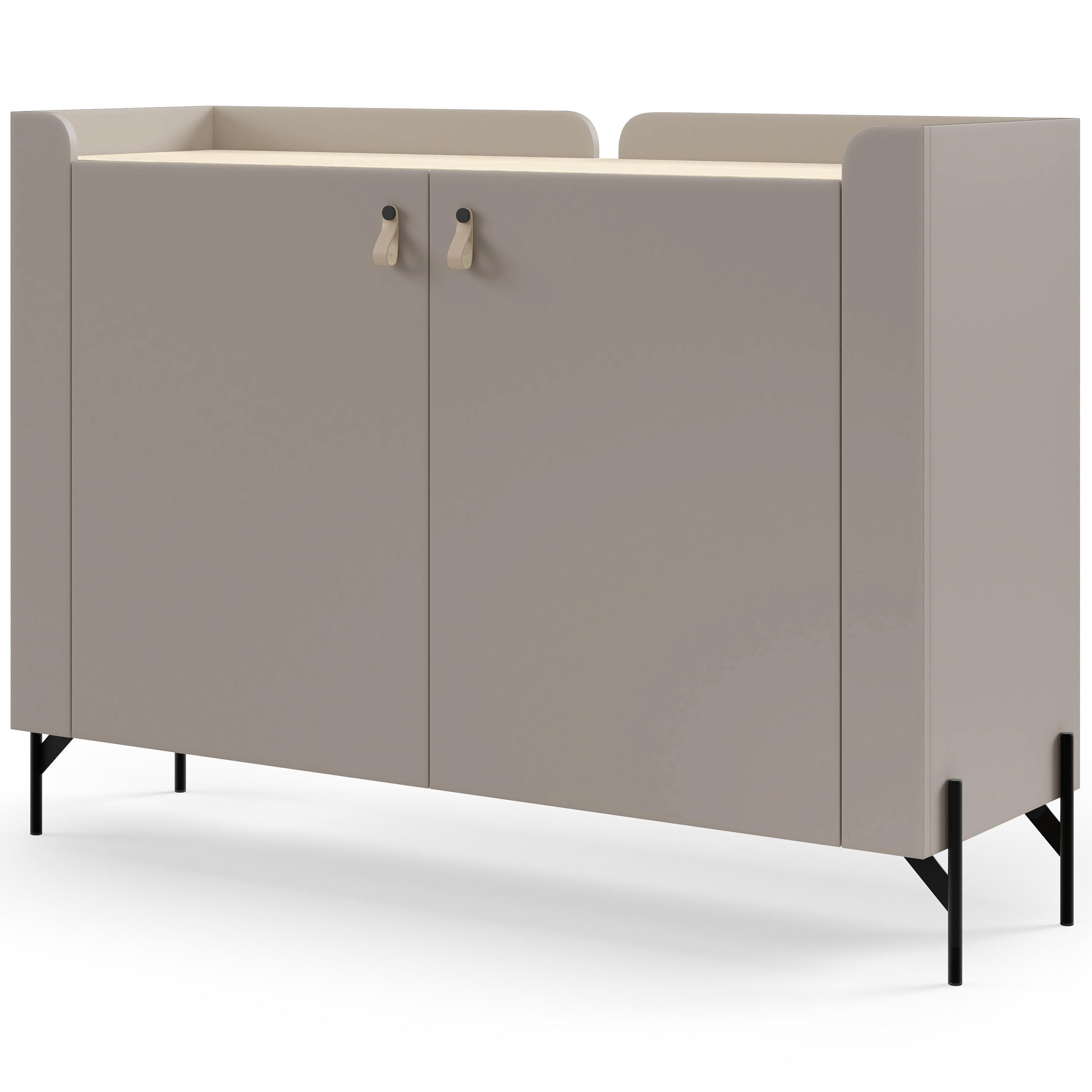 KOMODA Sorella se 2 dveřmi, 130 cm, do studentského pokoje, porcini + dub Mavelie - kapučínová/barva dubu, kov/kompozitní dřevo (130/95/42cm) - Beautysofa