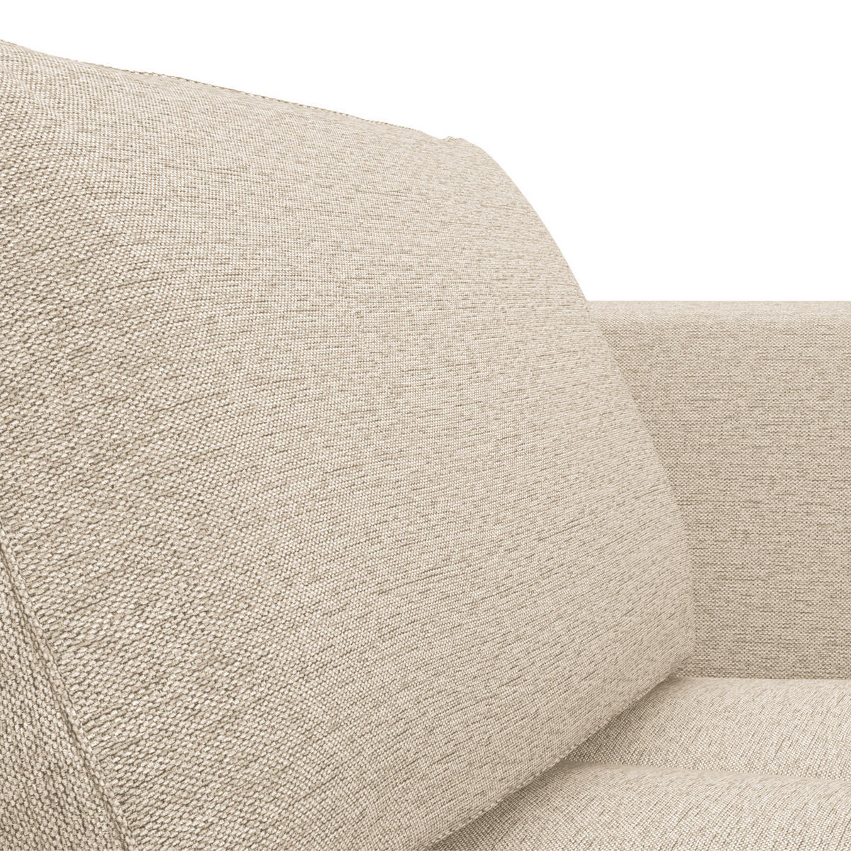 ECKSOFA mit breitem Ottomane - Webstoff - Chromfarben/Beige, Textil/Metall (244/170cm) - home24