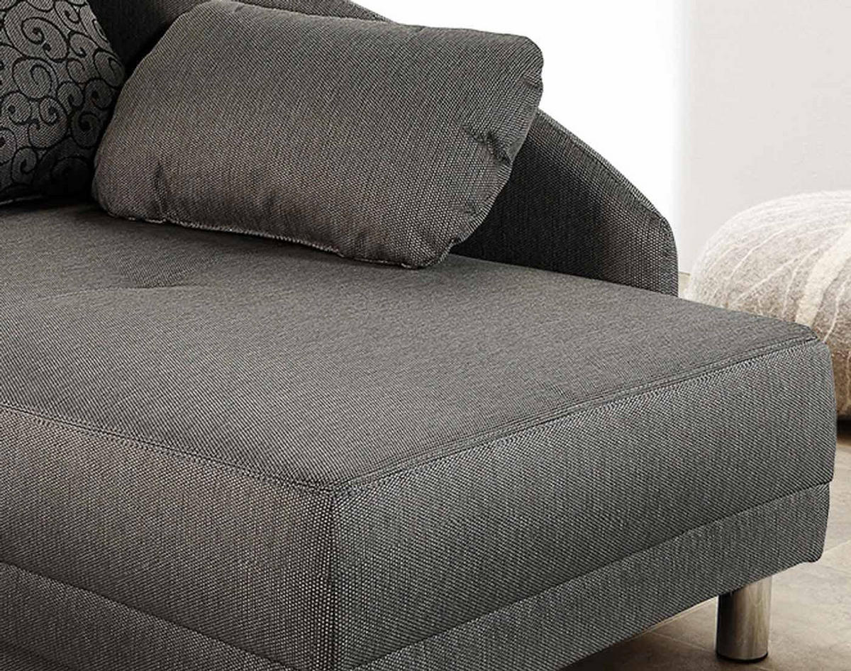 RÉCAMIERE-SCHLAFSOFA mit Bettkasten, Federkern, seitenverkehrt montierbar B149/T90/H80 cm, Liegefläche 200x84 cm, Webstoff Grau / 15123 - Chromfarben/Grau, Textil/Metall (149/80/90cm) - luma-home