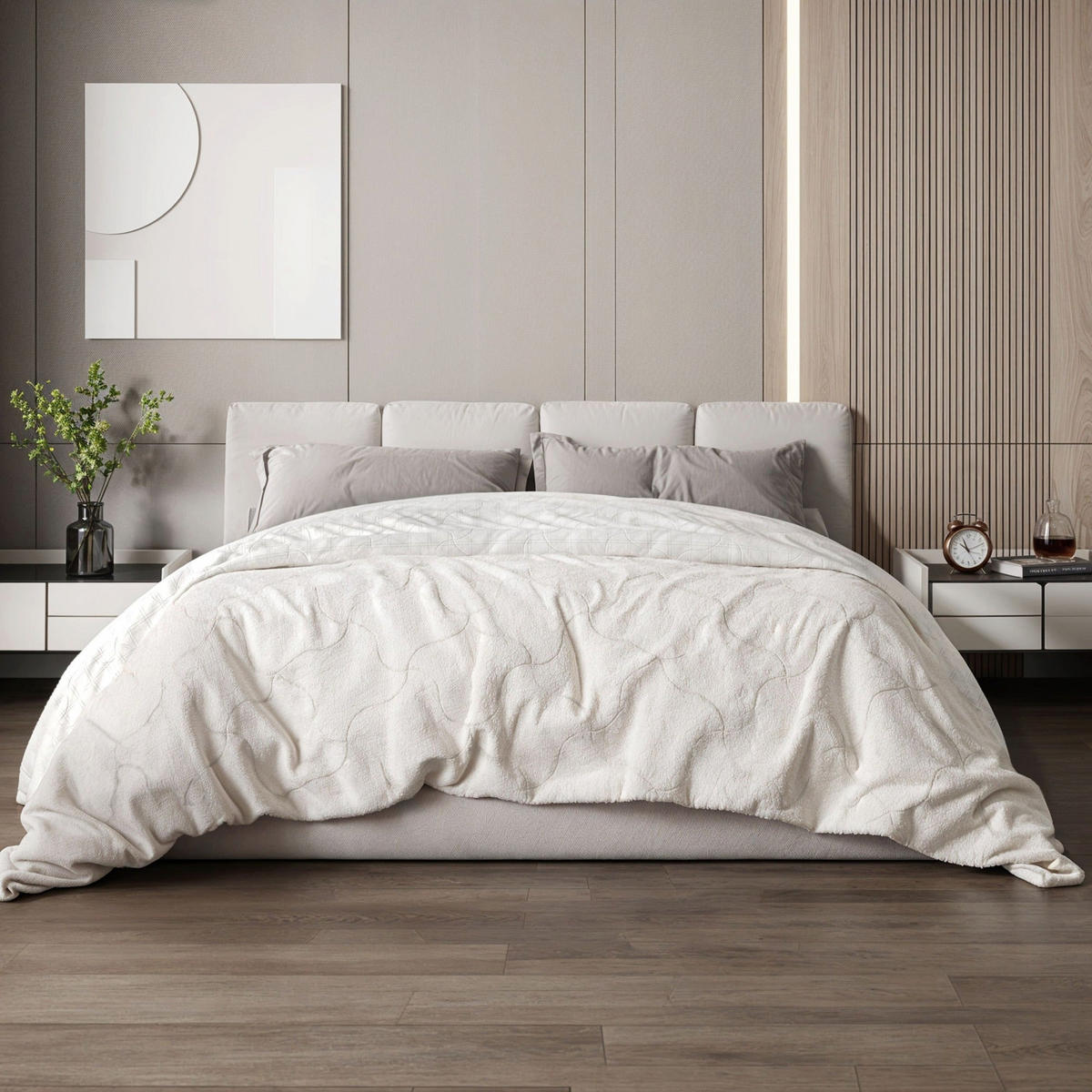 PLAID aus Carbonfaser 215 x 260 cm | Weicher Sofaplaid | Wendbarer Antistress-Plaid - Weiß, Textil (215/260cm) - The White Stone