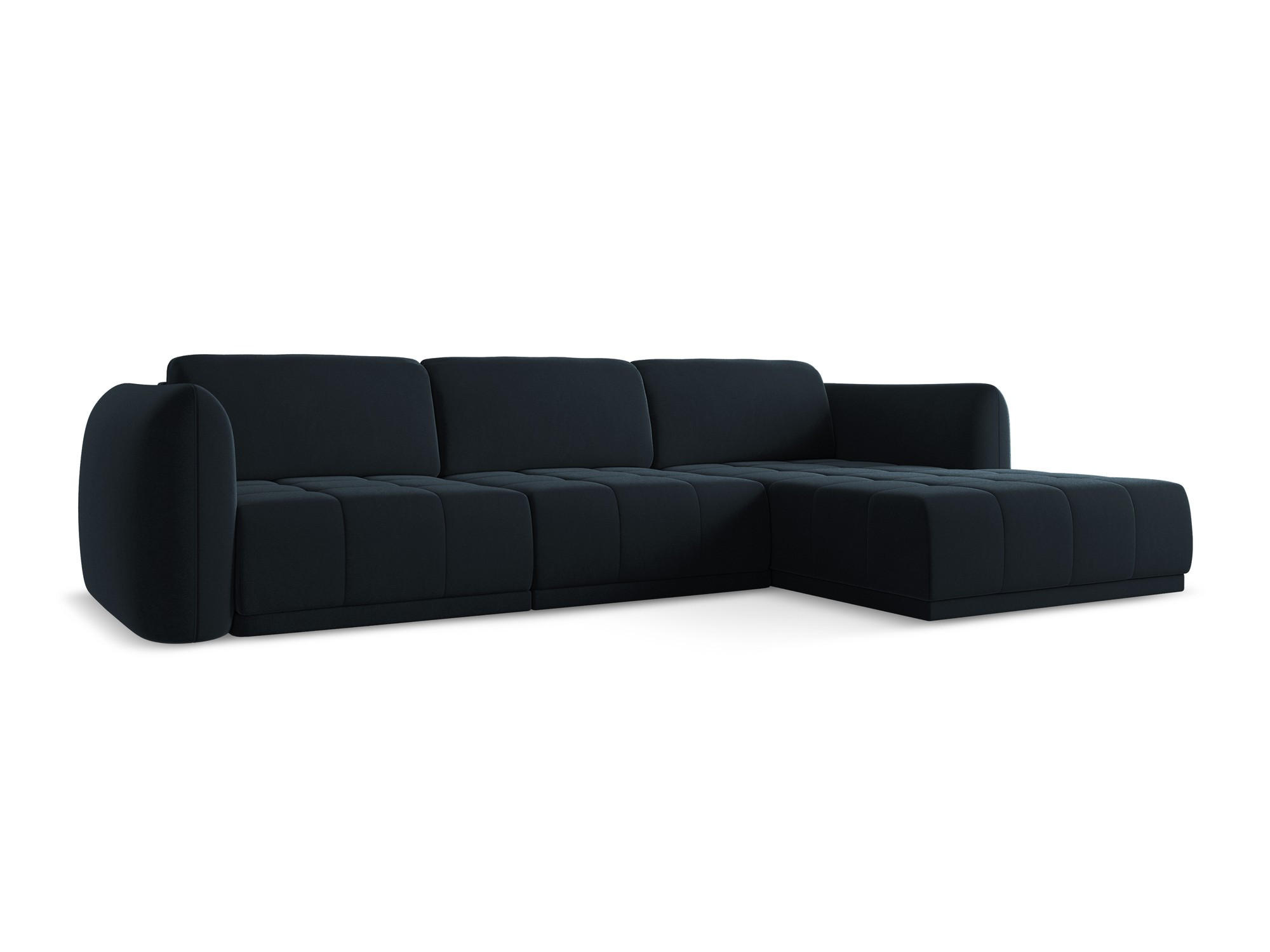 ECKSOFA Rechts Samt Stoff Blau - Blau/Schwarz, Kunststoff/Textil (290/170cm) - Makamii
