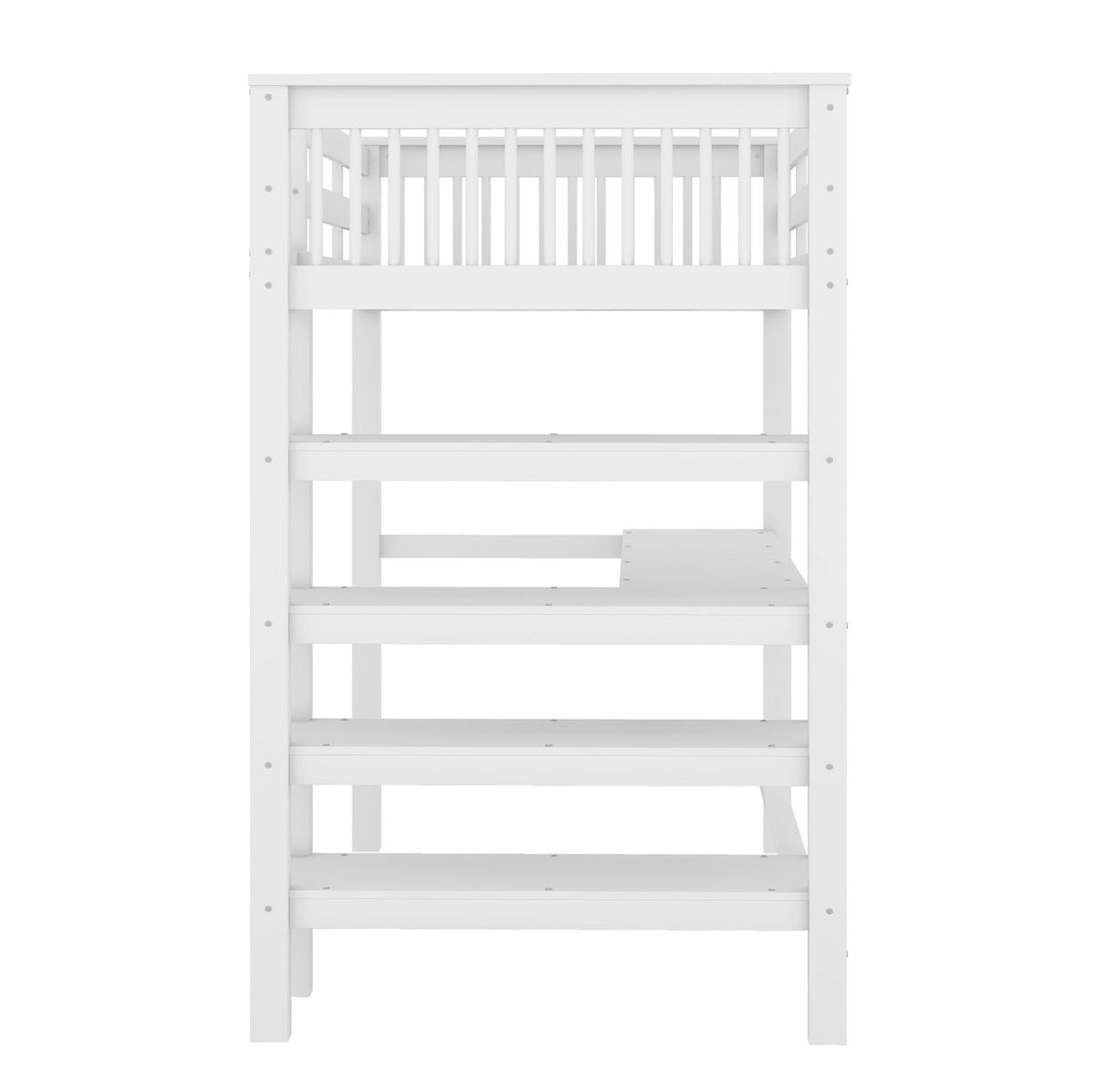 HOCHBETT aus Kiefernholz und MDF 90x200 cm Weiß mit Schreibtisch und Ablagefächern - Weiß, Holzwerkstoff (90/200cm) - IVMEU