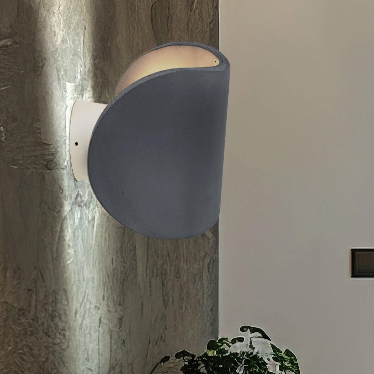 LED WANDLEUCHTE TIMO Beton Grau - Grau, Metall (12.6/15.7/12.4cm) - Globo Lighting