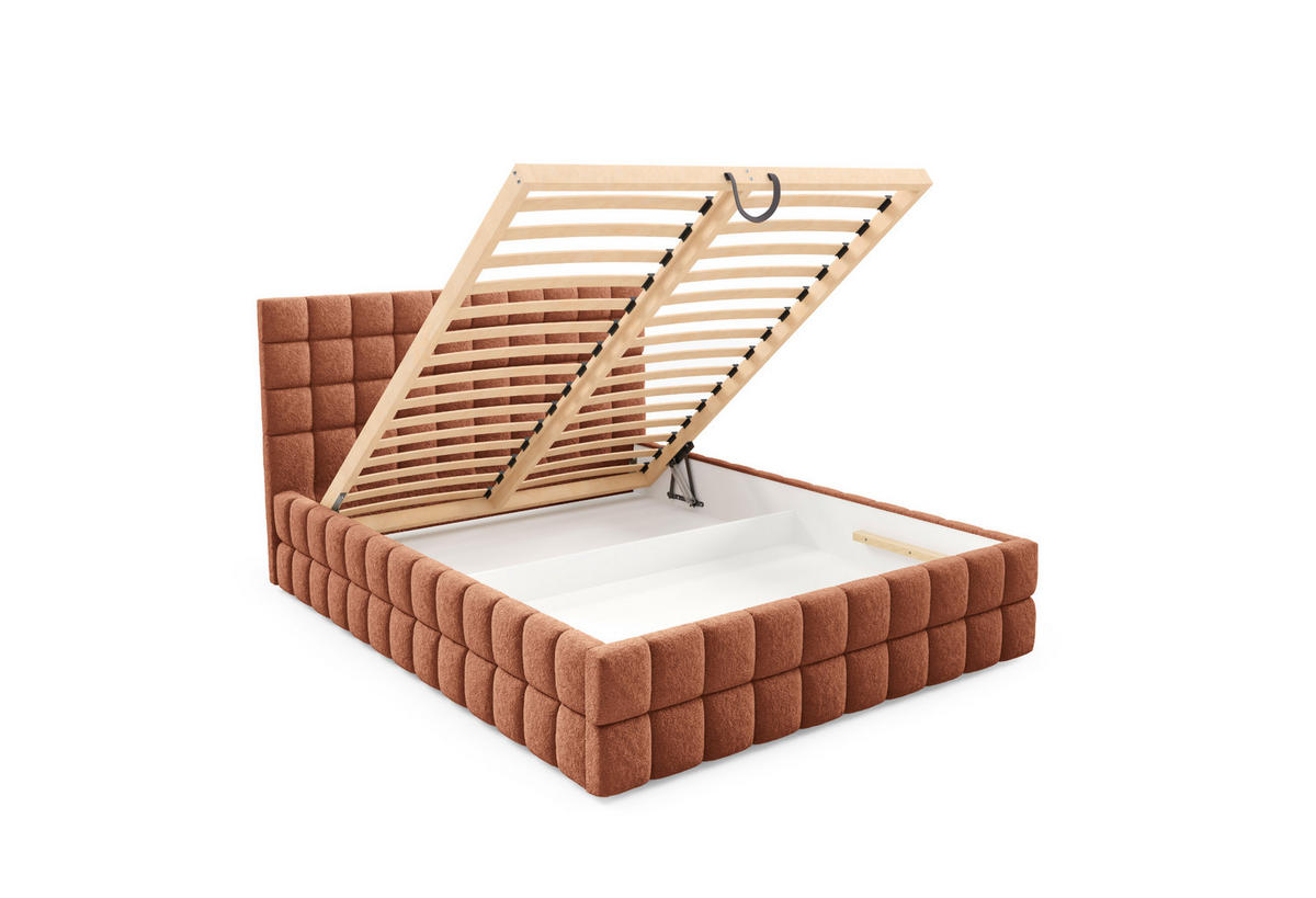 POLSTERBETT mit Stauraum 140x200 cm in Orange - Orange, Metall (140/200cm) - Home Collective