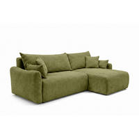 ECKSOFA Mit Schlaffunktion, Cordstoff Poso, Olive, Rechts, JAPANDI - Olivgrün, Holz (262/145cm) - Kaiser Möbel