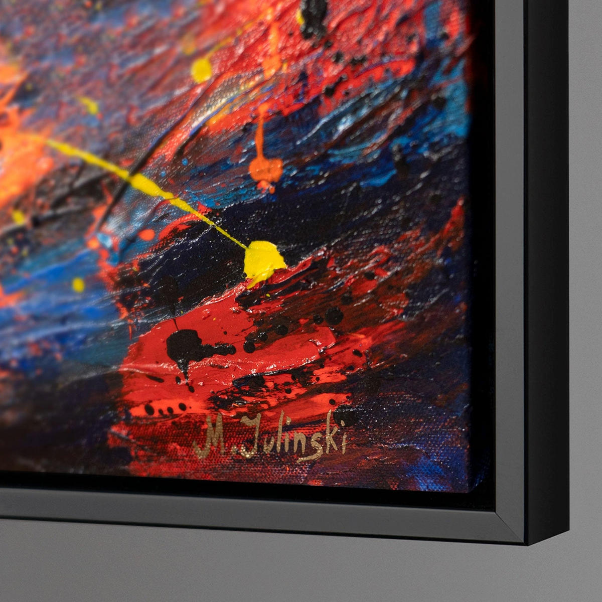 GEMÄLDE Atem des Laubs Schattenfugenrahmen Schwarz 140x100 cm - Schwarz, Holz (140/100cm) - YS-art gallery