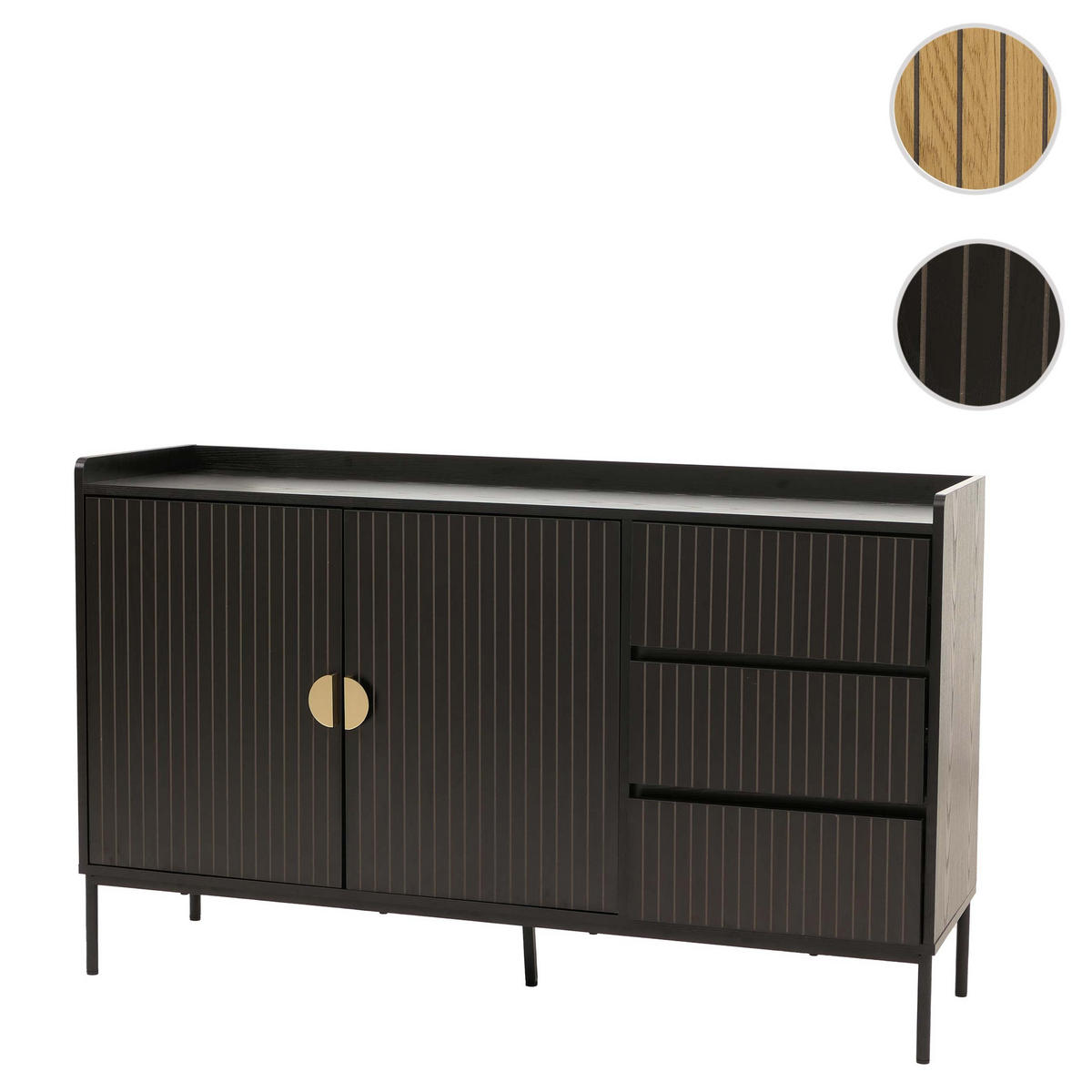 SIDEBOARD Čierna - čierna, drevo (130/80/42cm) - MCW
