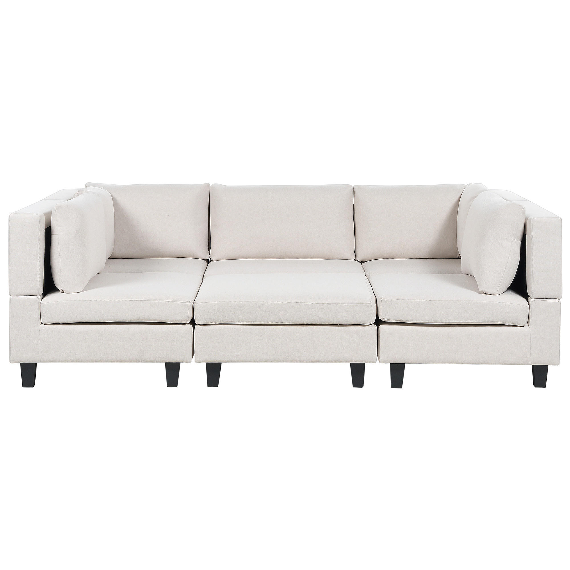 5-SITZER-MODULSOFA U-förmiges Hellbeige Stoff mit Ottomane Unstad - Beige/Schwarz, Textil (228/72/76cm) - Beliani