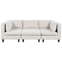 MODULÁRNÍ POHOVKA 5-místná Tvar U Světle béžová Látka s otomanem Unstad - černá/béžová, textil (228/72/76cm) - Beliani