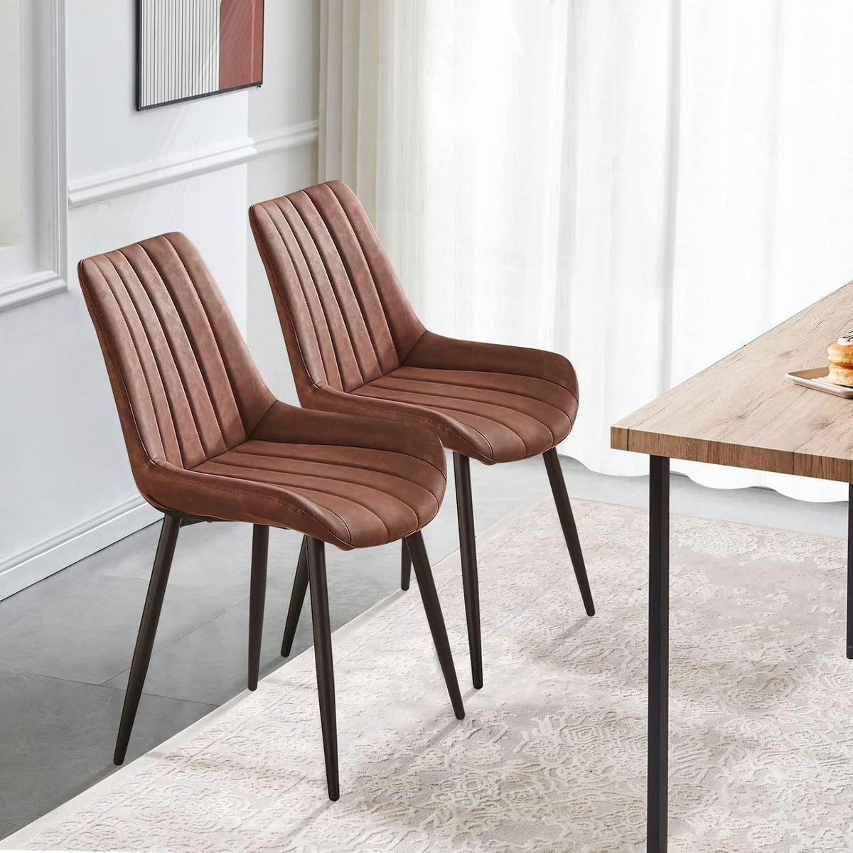 ESSZIMMERSTÜHLE 4er Set Kunstleder Braun mit weichen Kissen - Braun, Kunststoff (53/89/45cm)