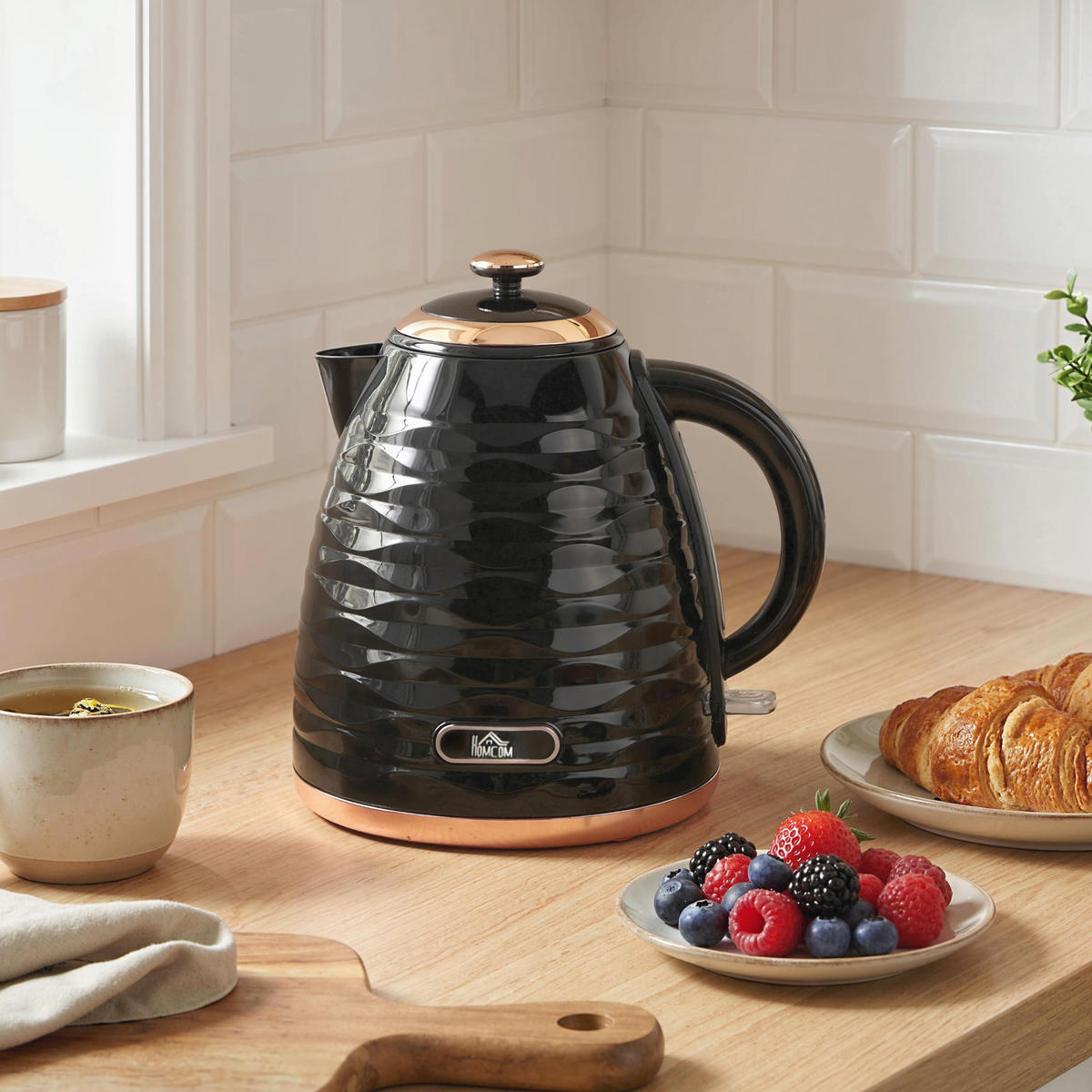 ELEKTRISCHER WASSERKOCHER DE-07956 1,7L mit Schnellkochfunktion - Schwarz, Kunststoff (19.5/23.2/24.1cm) - ComfortXL