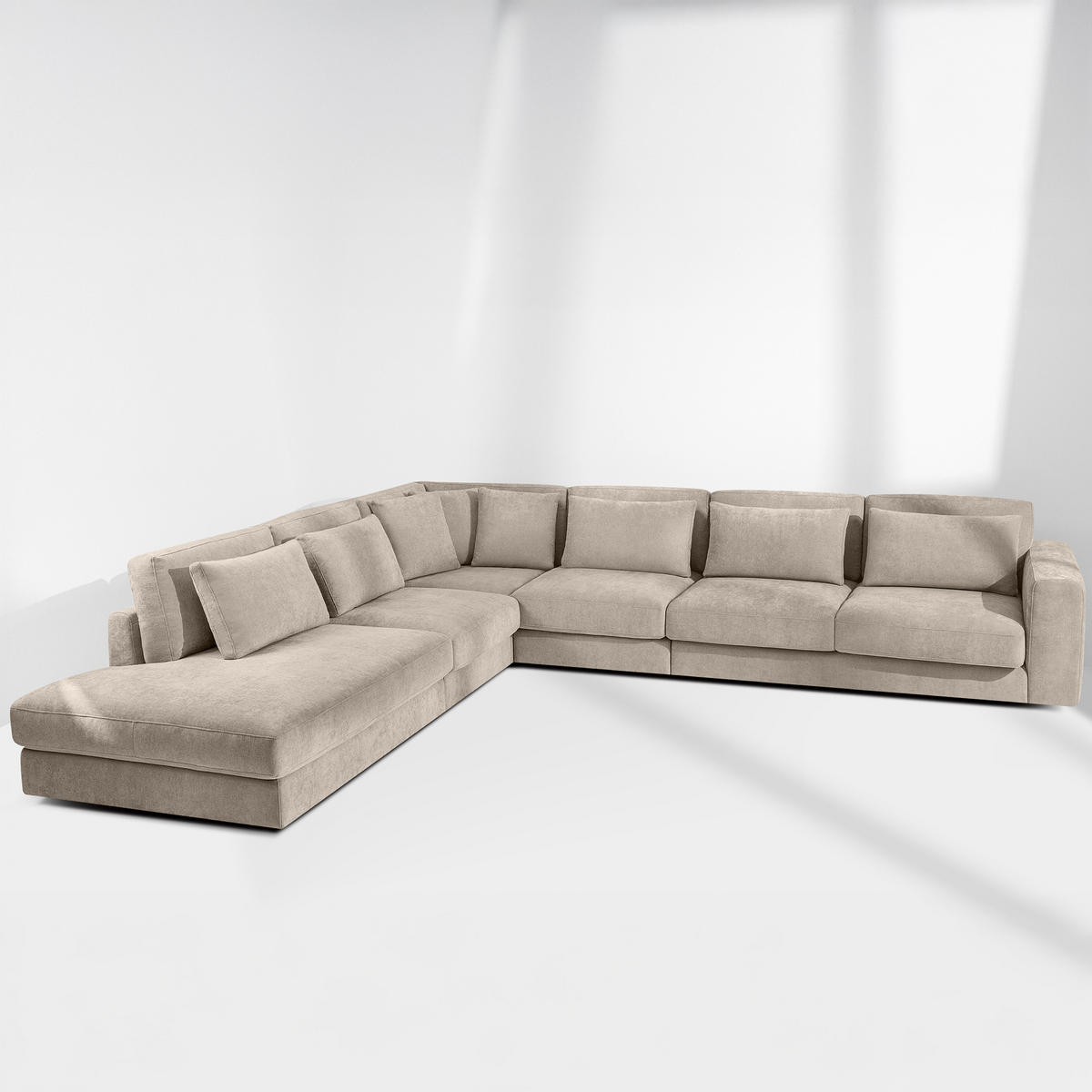 ECKSOFA XL links VERUS - Creme, Holz/Holzwerkstoff (377/328cm) - KONSIMO®