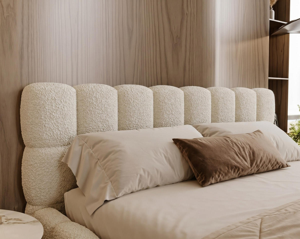 POLSTERBETT ALMA 180 x 200 cm, Bubble, Bouclé, creme - Creme, Textil (180/200cm) - Labett
