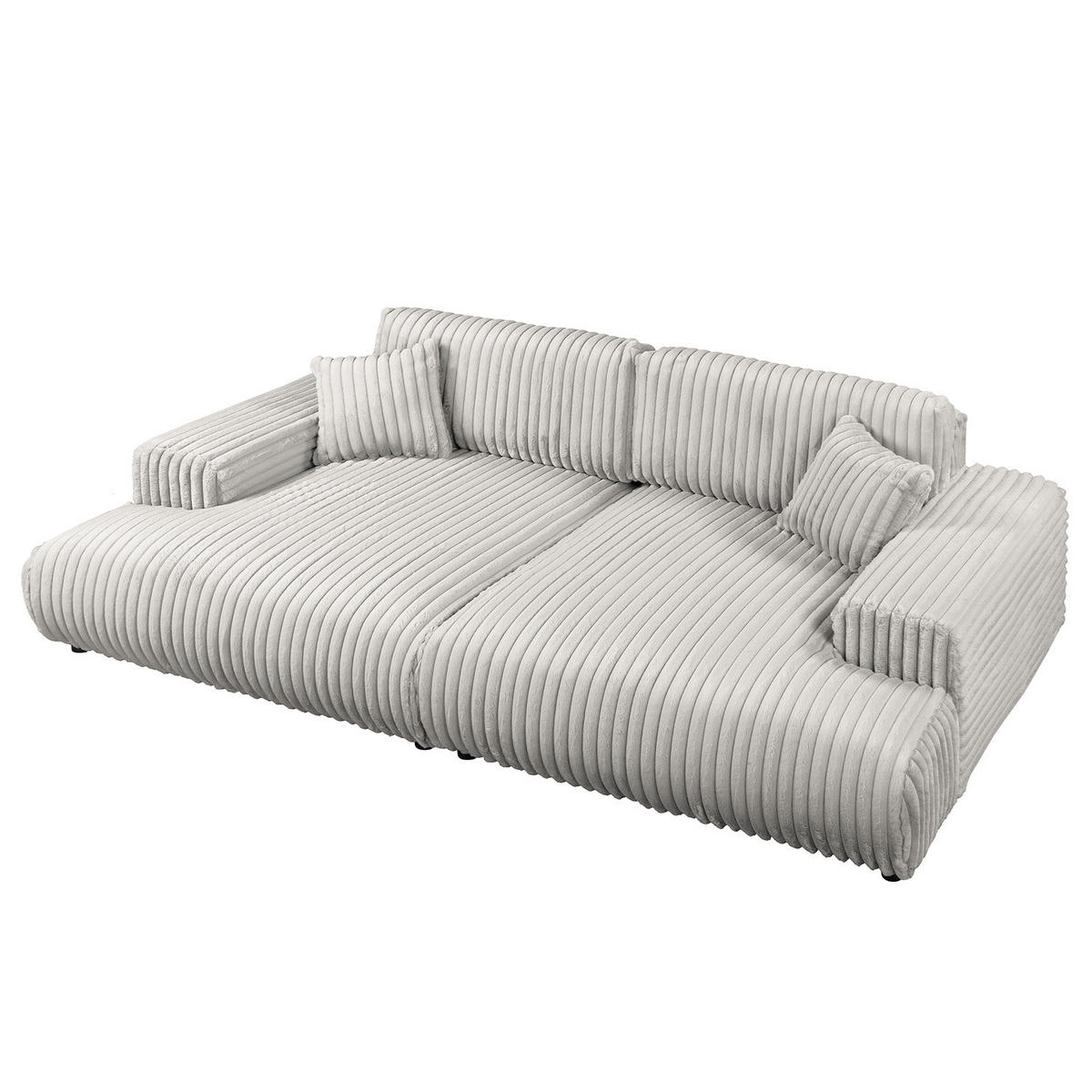 BIGSOFA - Silberfarben/Schwarz, Kunststoff/Textil (237/79/144cm) - home24
