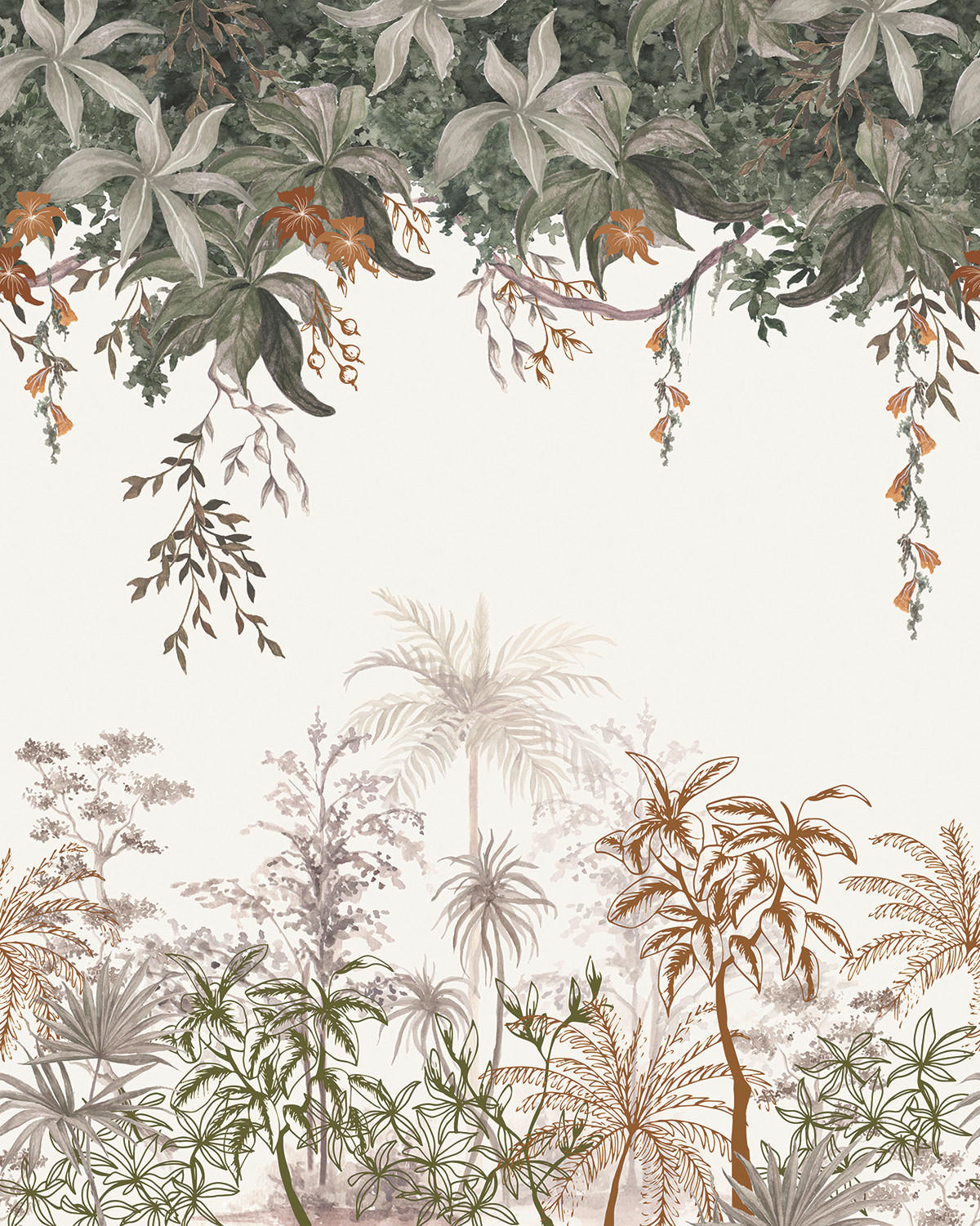 VLIESTAPETE Utan, Indonesischer Dschungel 2m x 2.48m, Mehrfarbig - Multicolor, Papier (248/200cm) - Lilipinso