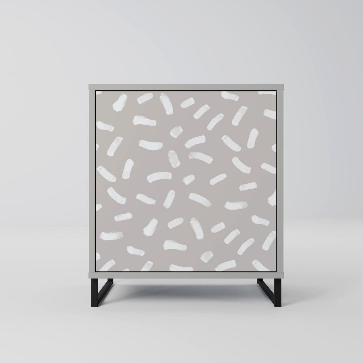 SIDEBOARD PASSING SECONDS, Grau, 57,5x42x77,5 cm, Schräge Buchenholzfüße - Buchefarben/Multicolor, Holzwerkstoff/Buchenholz (57.5/77.5/42cm) - SpaceRebels