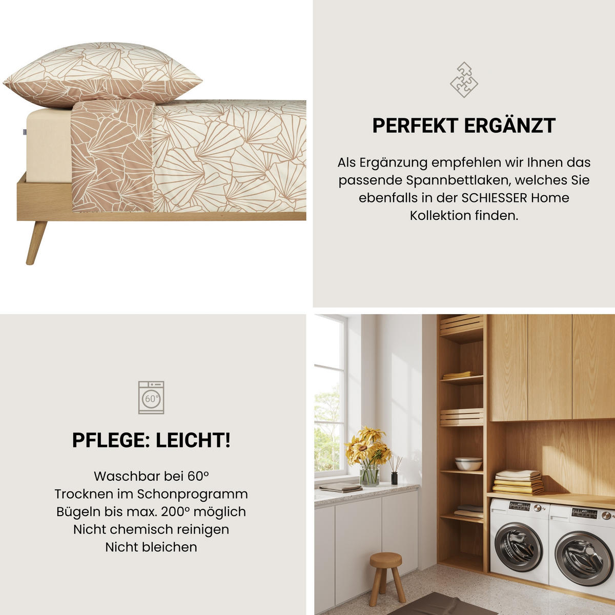 BETTWÄSCHESET Mariel - Renforcé - 2-teilig - 135 x 200 cm - Taupe - Taupe, Textil (135/200cm) - SCHIESSER