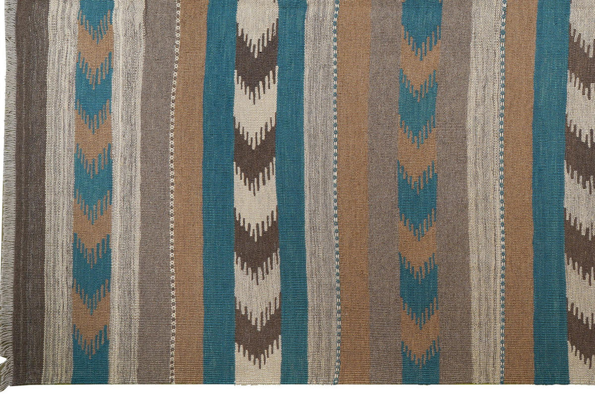 HANDWEBTEPPICH Kelim Gashgai Blaugrau 300/197 cm Schurwolle - Blaugrau, Textil (197/300cm) - Looma