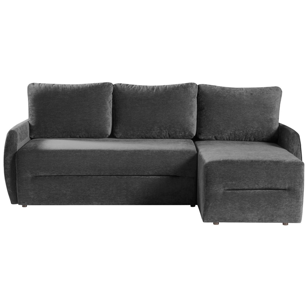 ECKSCHLAFSOFA Camila mit Schlaffunktion und universeller Ottomane, Dunkelgrau - Dunkelgrau, Textil (225/153cm) - Beautysofa