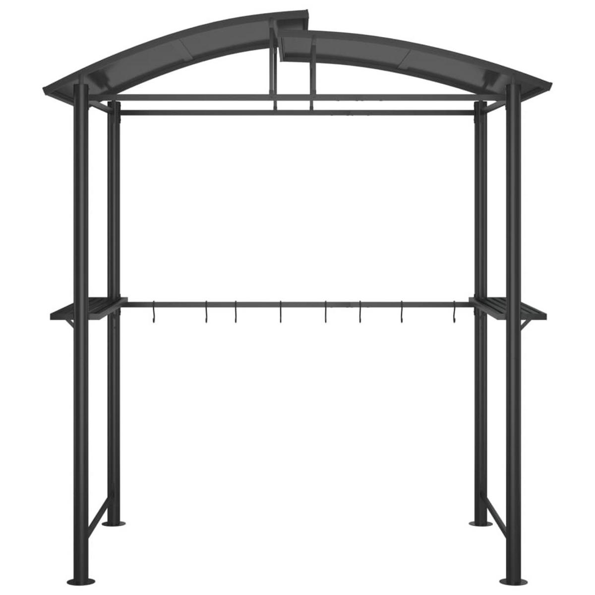 GRILLPAVILLON mit Seitenregalen, 20/115/230 cm, aus Stahl, Anthrazit - Anthrazit, Metall (210/230/114cm) - vidaXL