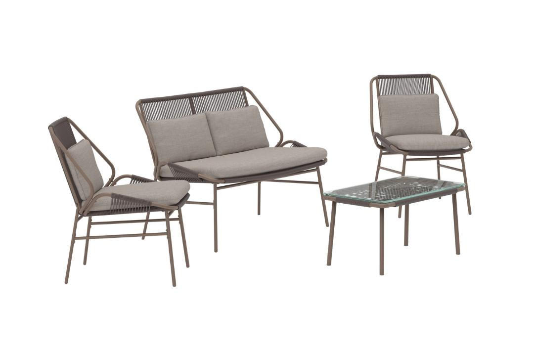 GARTENSET, Zakynthos, Braun, Stahl, 45 x 80 x 42 cm, 4-teilig - Braun, Metall - ebuy24