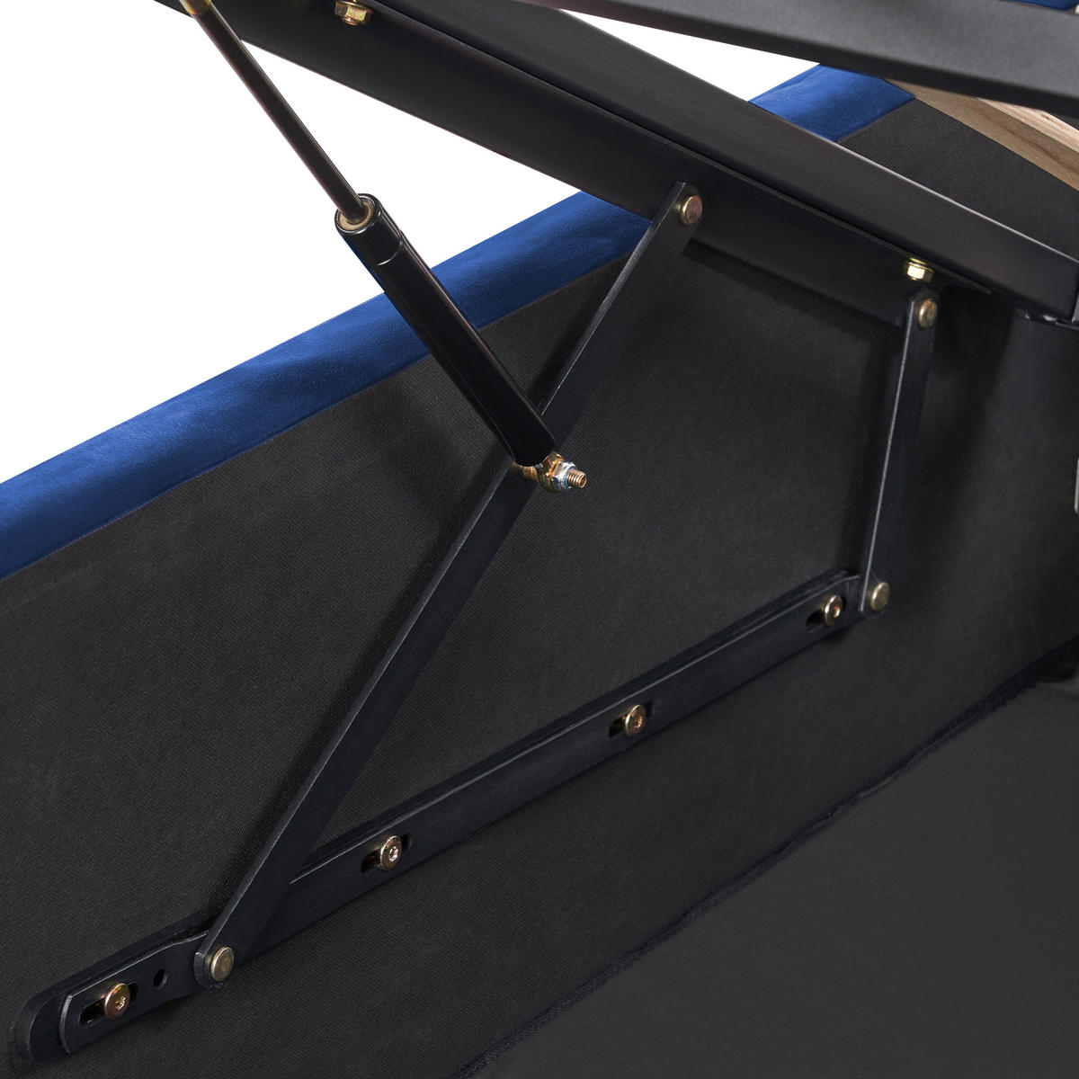 BETT mit Stauraum 180/200 cm Marineblau Rochefort - Blau, Textil (180/200cm) - Beliani