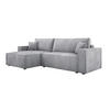 ECKSOFA POSO XL UNIVERSAL, Schlaffunktion und Lattenrost - L-Form, Cord, Federung auf Wellfedern, 274x143x83 cm, Links Silver - Silberfarben, Holz/Textil (277/143cm) - DomoHome